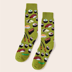 Sushi Pattern Crew Socks Lightweight & Comfy Mid tube Socks Women's Stockings