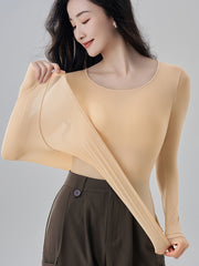 Solid Thermal Underwear Soft & Comfortable Slim Fit Top Women's Lingerie