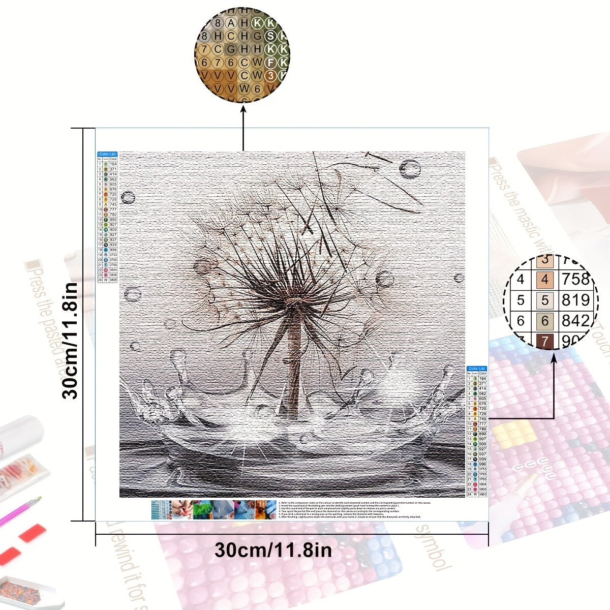 5D DIY Diamond Painting Kit Water Dandelion Embroidery Cross Stitch