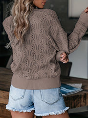 Casual Sweater Solid Hollow Out Surplice Neck Jumper