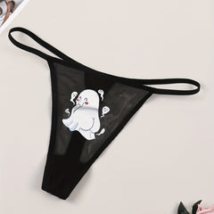 Ghost Print Seamless Thongs Low Waist Intimates Panties