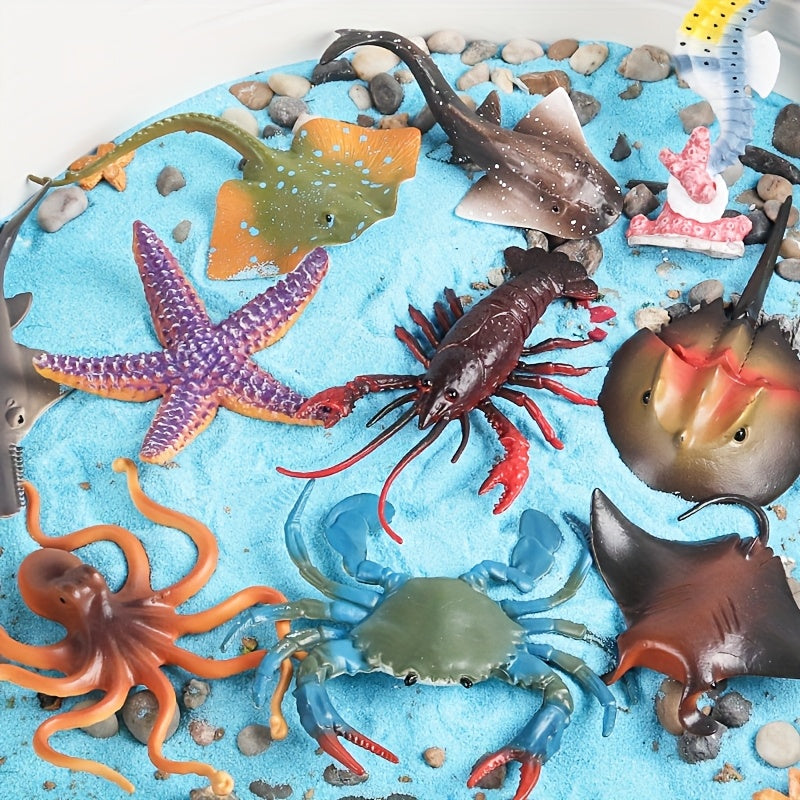 10pcs Ocean Marine Shark Starfish Octopus Crab Animals Sea Life Figurine Toy