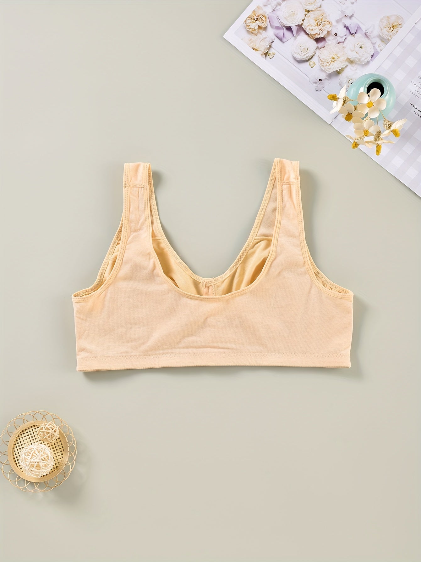 Plus Size Bra Women's Plus Solid Buckle Front Comfort Wireless Wide Straps Bra