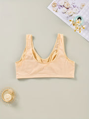 Plus Size Bra Women's Plus Solid Buckle Front Comfort Wireless Wide Straps Bra