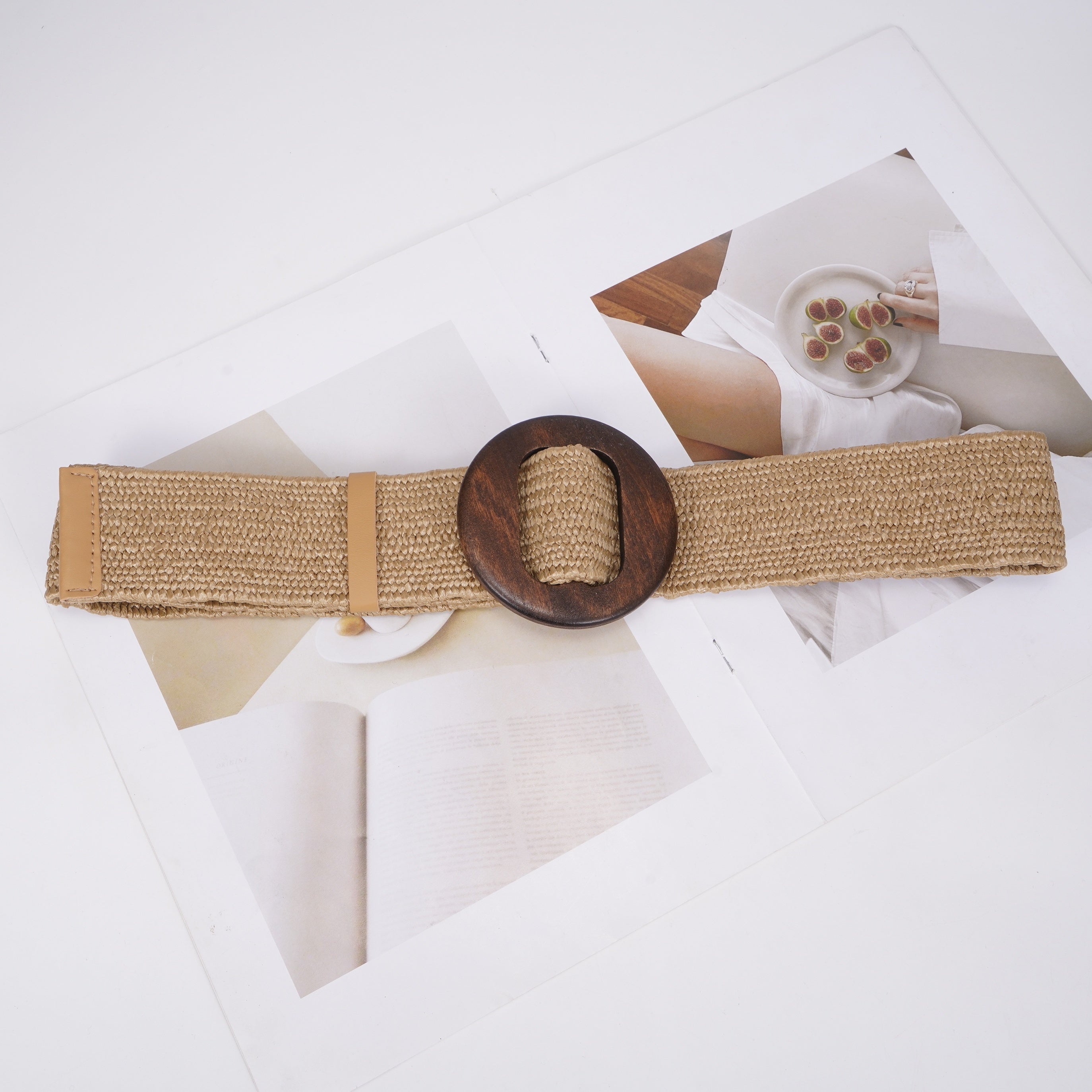 Vintage Braided Belt Elastic Straw Rattan Waistband Women Girdle Belts