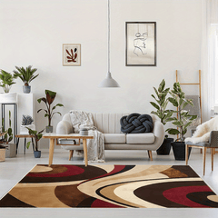 Modern Chocolate Abstract Area Rug for Home Interior Decoration