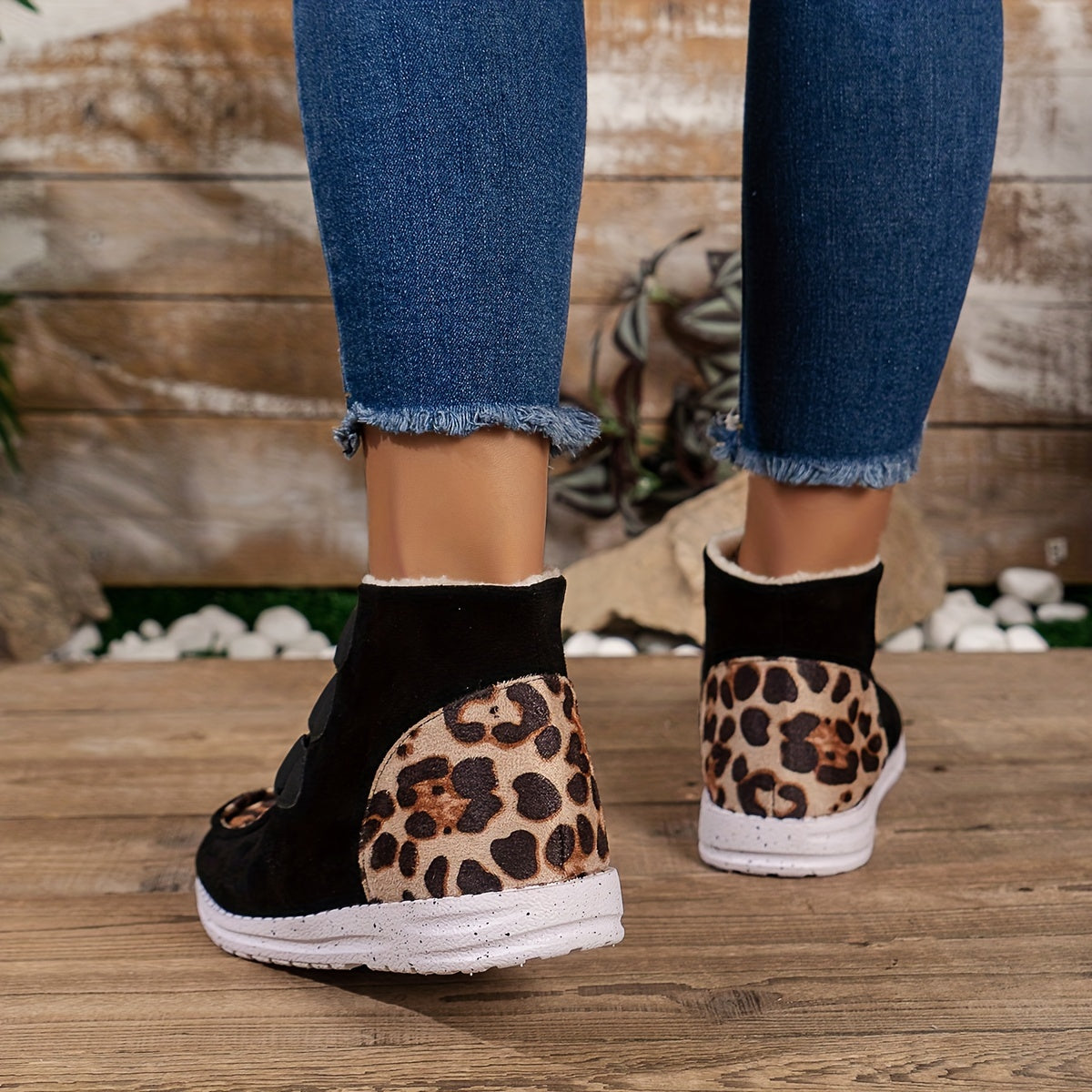 Leopard Pattern Winter Fleece Lined Snow Boots