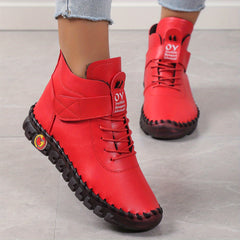 Women's High Top Lace Up Plush Ankle Boots