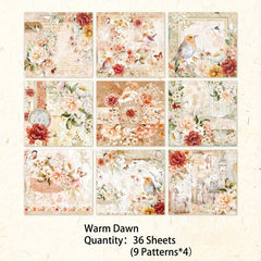 36 Sheets Vintage Flower Scrapbook Paper Stationery Supplies For DIY Craft
