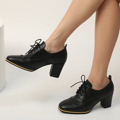 Chunky Heeled Short Boots Pointed Toe Lace Up Ankle Boots Oktoberfest Shoes