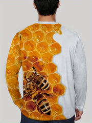 3D Bee Pattern Men's Graphic Long Sleeve Tee