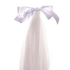 Faux Pearl Bow Lace Bridal Veil For Women Bride Party Wedding