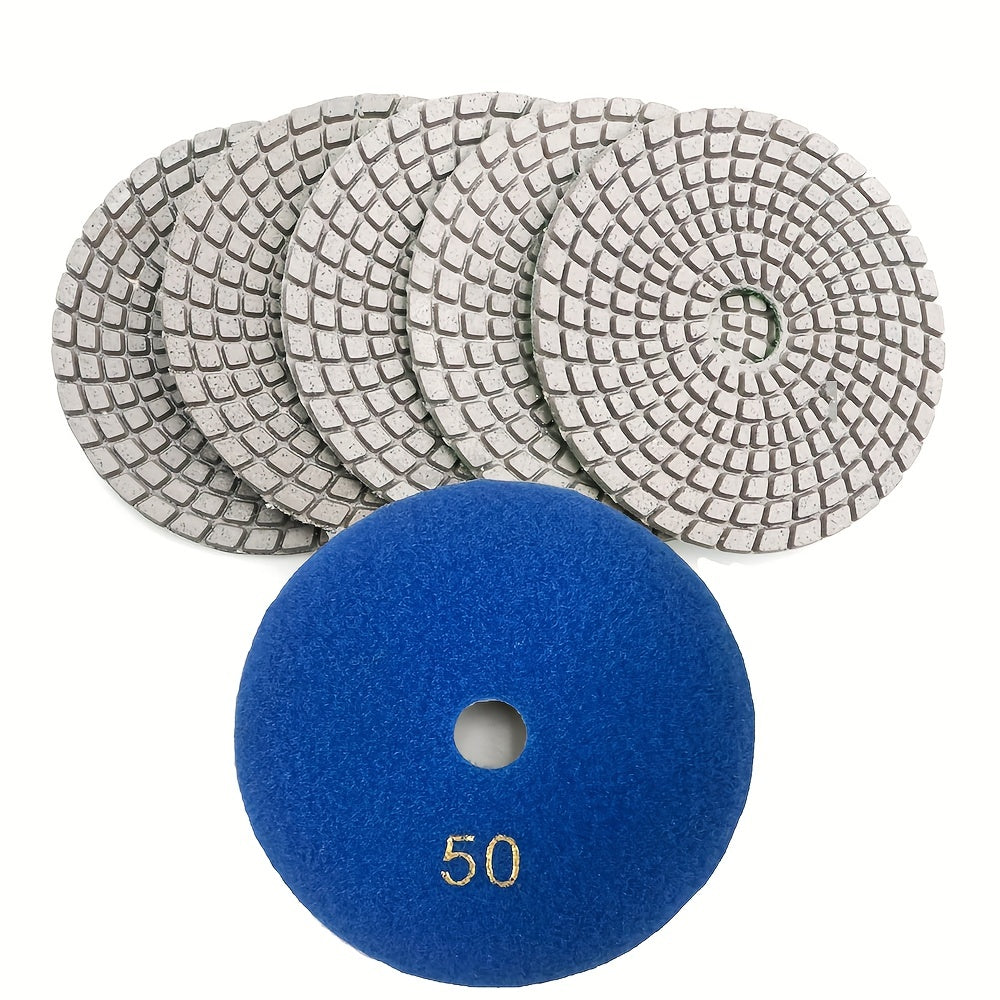 7pcs 4 Diamond Wet Polishing Pads Resin Bond Sanding Disc Granite Marble