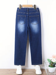 Kids Girls Stretch Denim Pants Zip Fly Casual Street Outfit