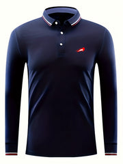 Men's Red Leopard Print Polo Shirt Button Up