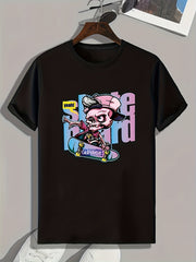 Skateboarding Skeleton Print Men's Graphic Tee for Summer