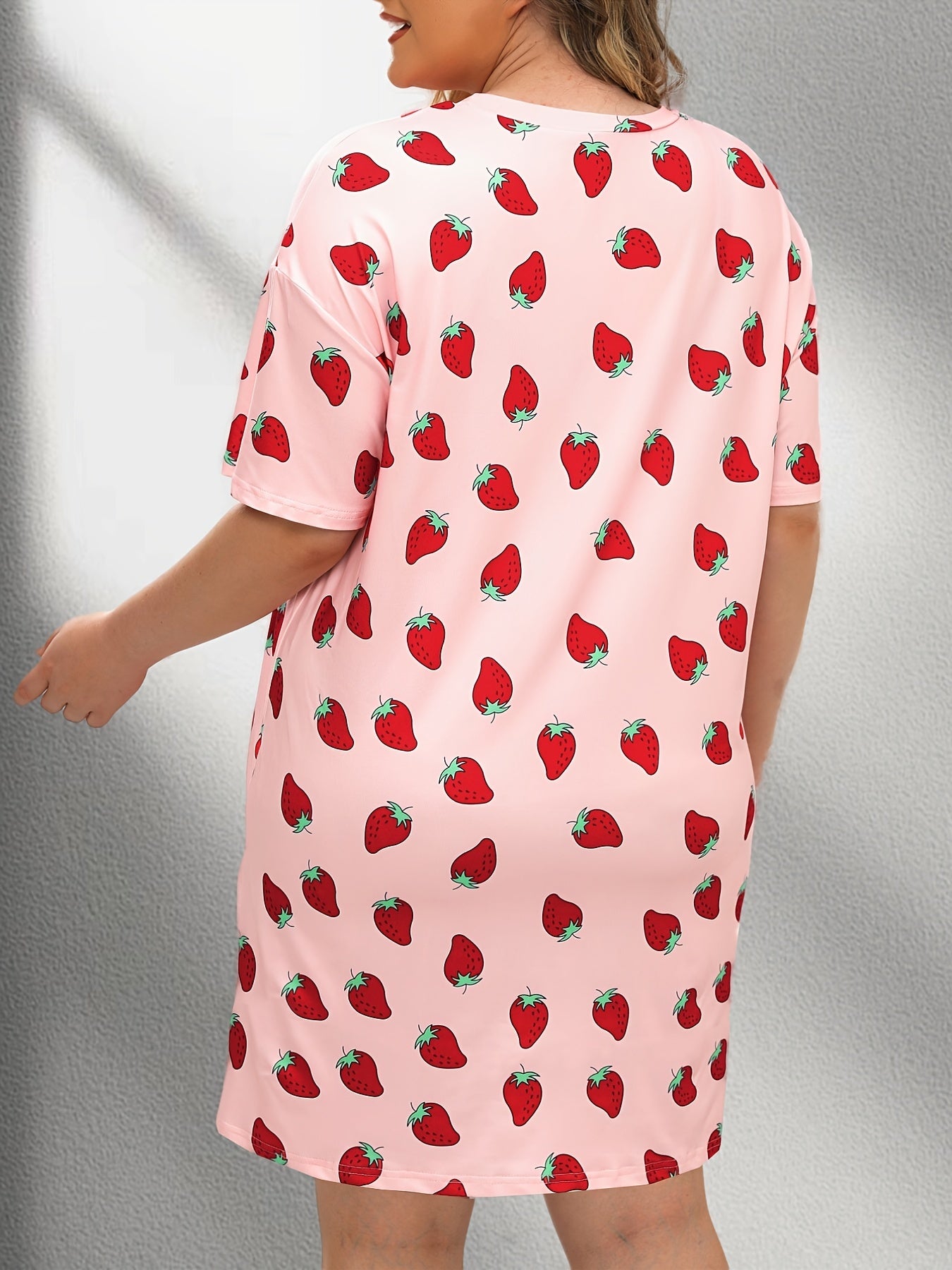 Nightdress Women's Plus Strawberry Print Comfort Nightdress
