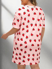 Nightdress Women's Plus Strawberry Print Comfort Nightdress