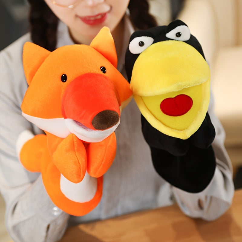 Animal Plush Hand Puppets - Crow & Fox - Set of 2