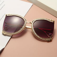 Zircon Decor Hollow Sunglasses Gradient Lens UV400