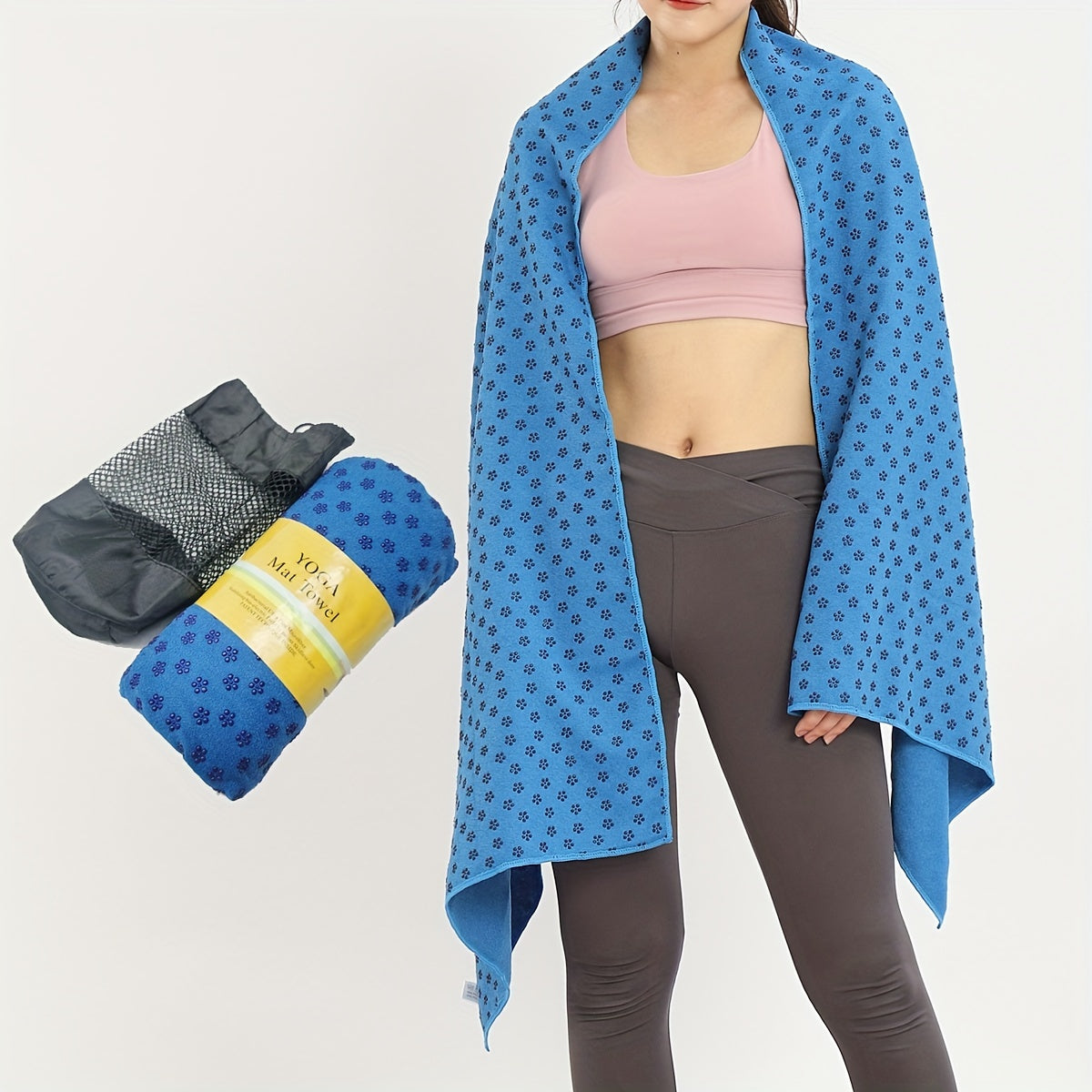 Non-Slip Yoga Towel Pad with Storage Bag