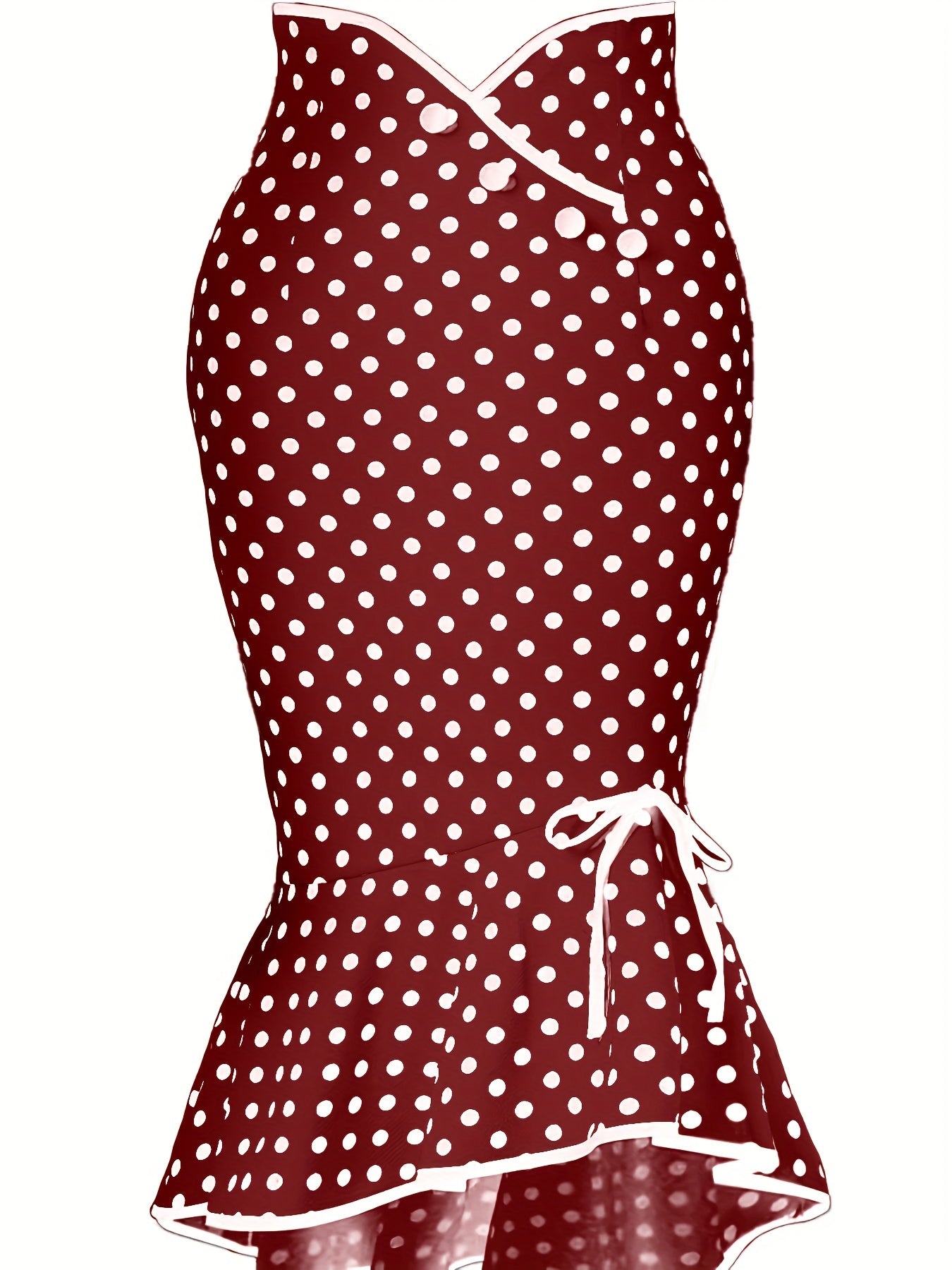 Polka Dot Bodycon Lace Up Fishtail Skirt