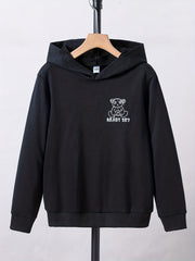 Bear & Letter Print Boys Pullover Sweatshirt Long Sleeve Crew Neck Tops Kids