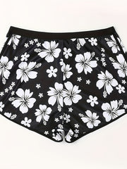 Floral Print High Waist Swimsuit Bottoms & Yoga Shorts