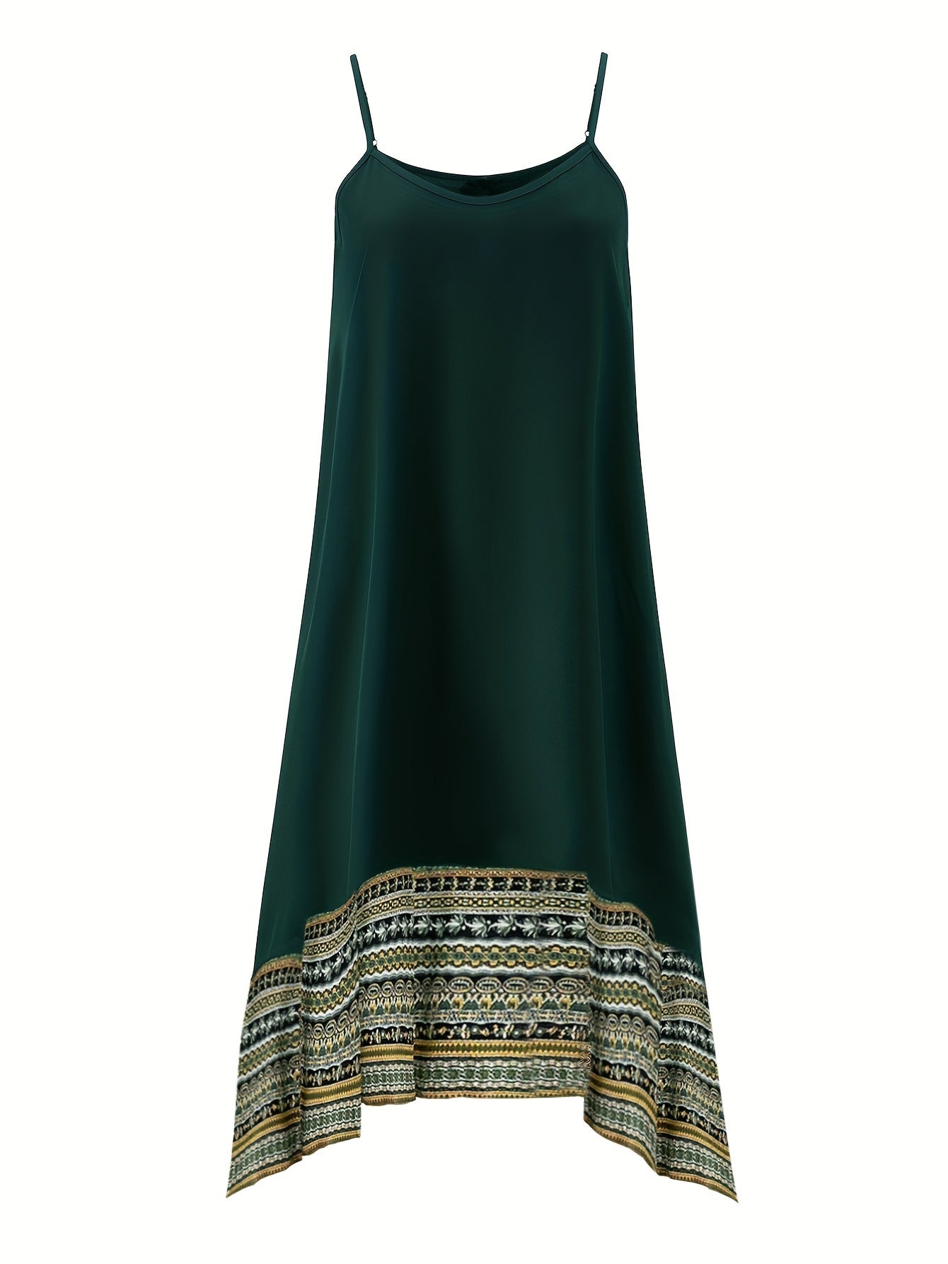 Ethnic Print Splicing Dress Boho Summer Dress Women's Clothing