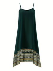 Ethnic Print Splicing Dress Boho Summer Dress Women's Clothing
