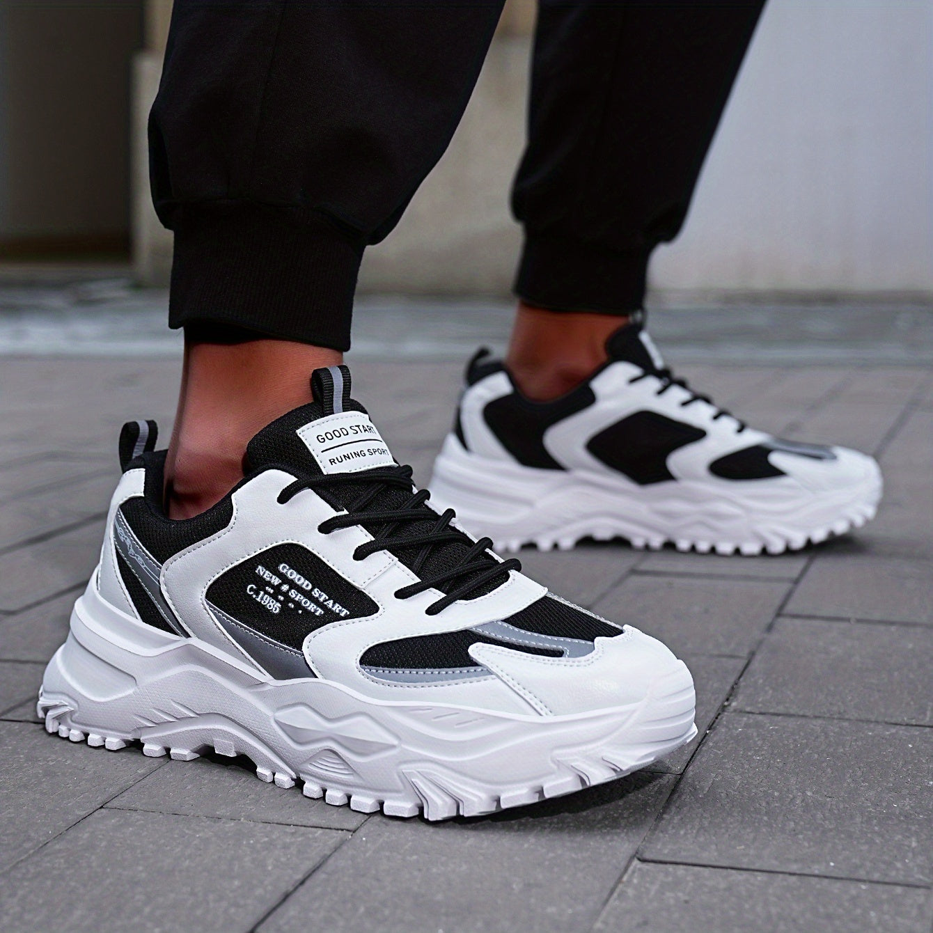 Women's Platform Chunky Sneakers Lace Up Running Shoes