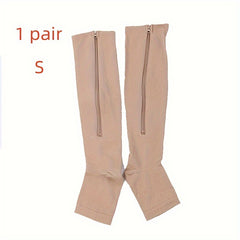 Zipper Compression Socks Open Toe for Men Women Calf Stockings Nurses