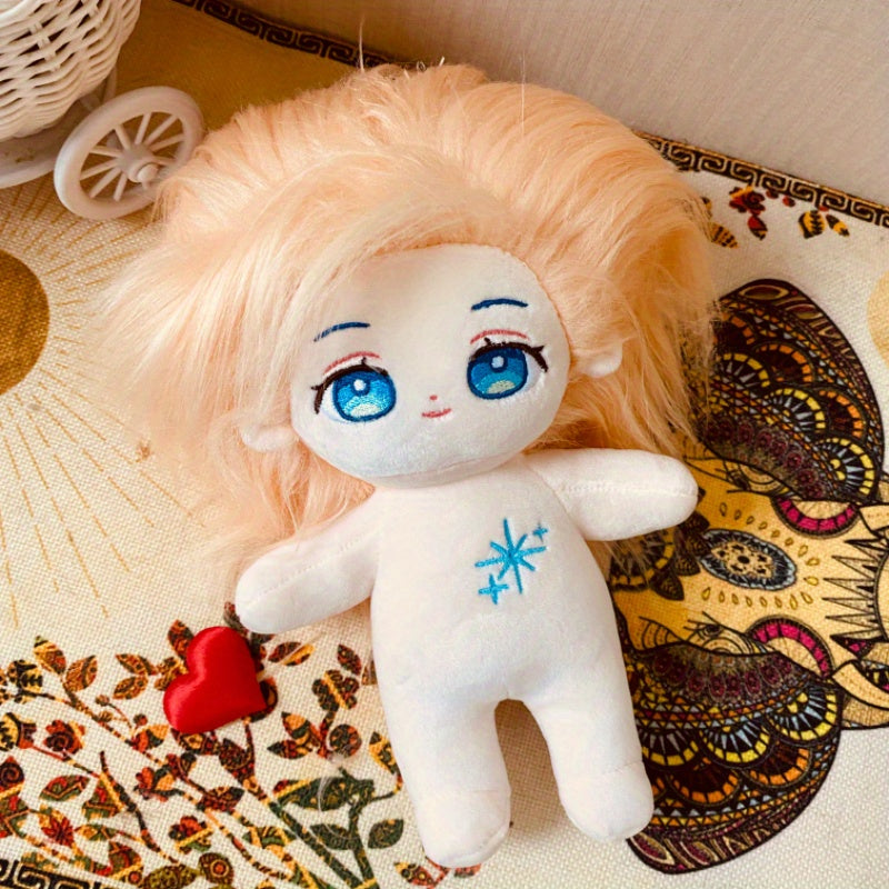 Golden-Haired Plush Doll with Removable Clothes