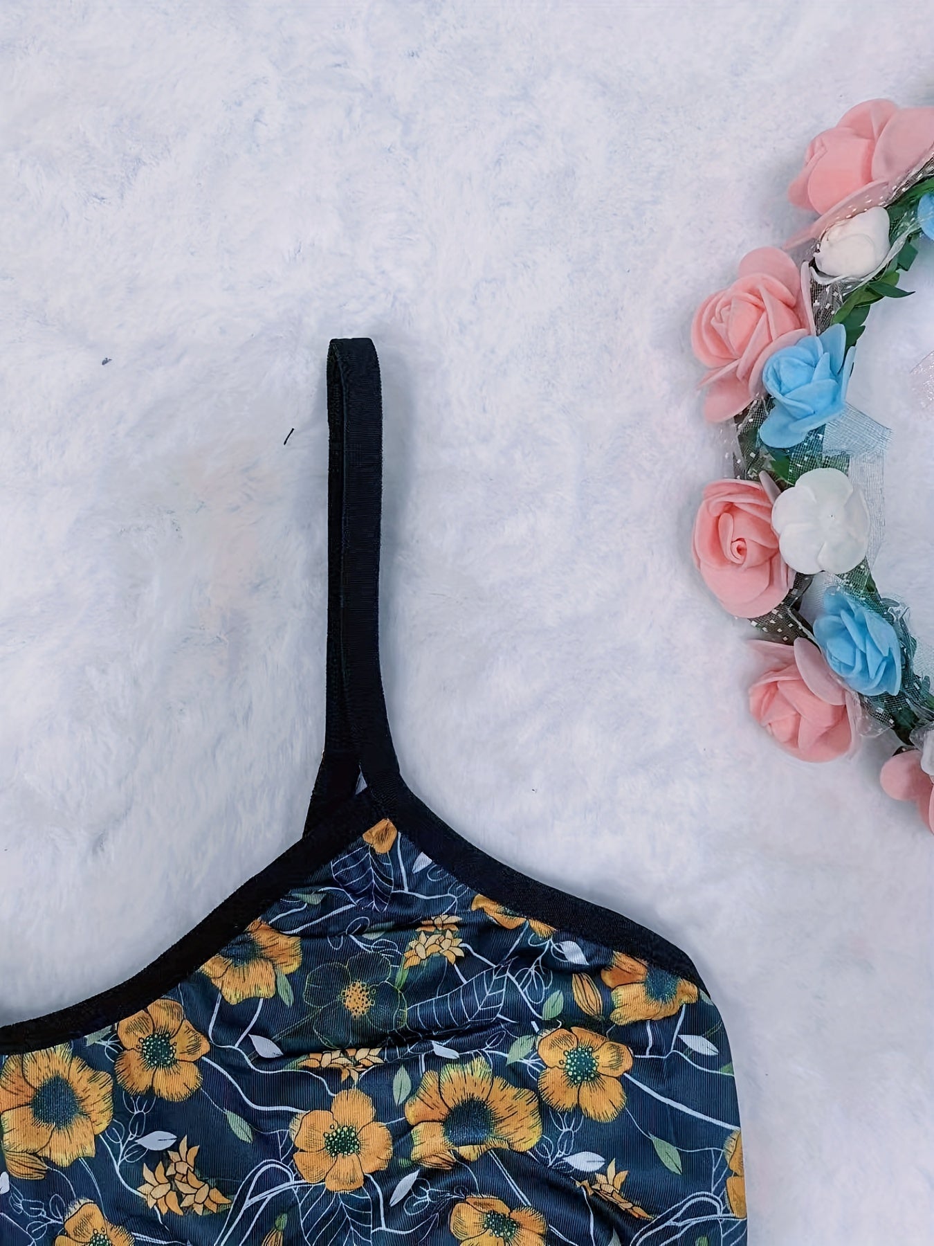 Floral Print Unlined Bra & Brief 2pcs Set