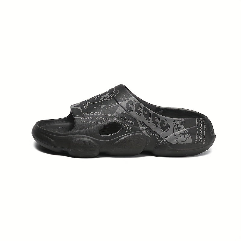 Men's Cartoon Print Non Slip Platform Slides Cloud Slides For Indoor/Outdoor
