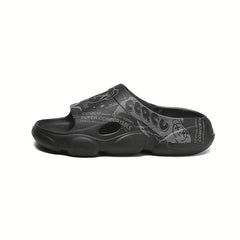 Men's Cartoon Print Non Slip Platform Slides Cloud Slides For Indoor/Outdoor