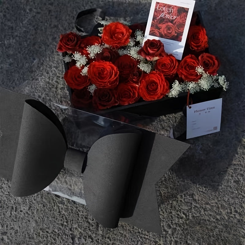 Transparent Handheld Flower Box Bow Bouquet Gift Packaging Box