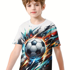 Football 3D Print Boy's Casual Tees Short Sleeve Crew Neck T-shirt