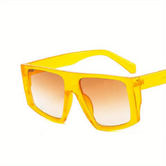 Men's Large Square Frame Sunglasses Flat Top UV400 Sunshade