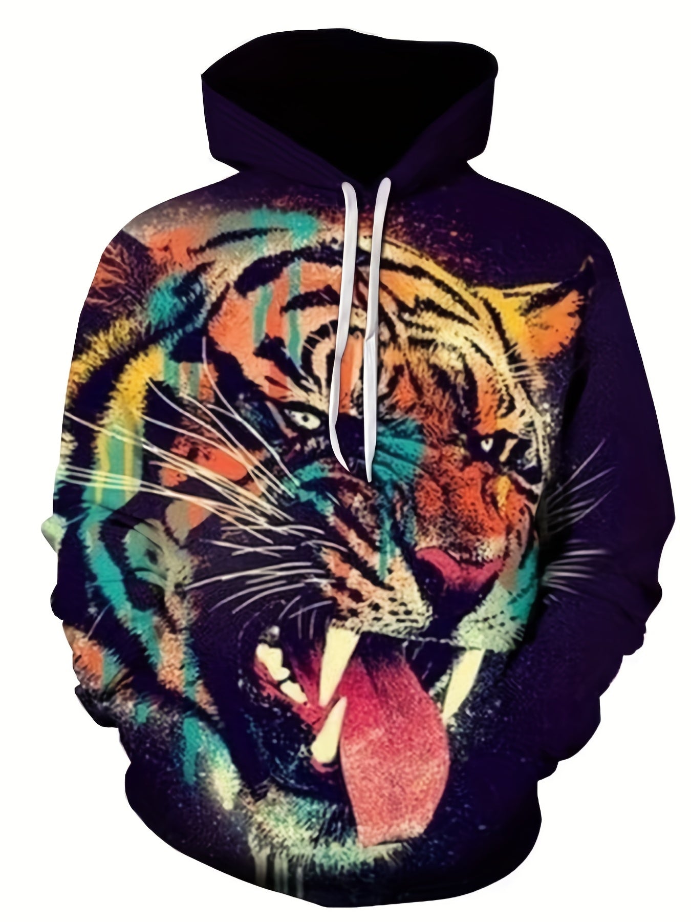 Men's Block Wolf Graphic Hoodie 3D Print Hooded Sweatshirt