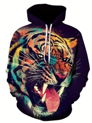 Men's Block Wolf Graphic Hoodie 3D Print Hooded Sweatshirt