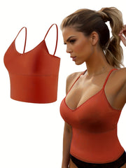 Solid Cami Sports Tank Top Yoga Workout Top Women's Activewear