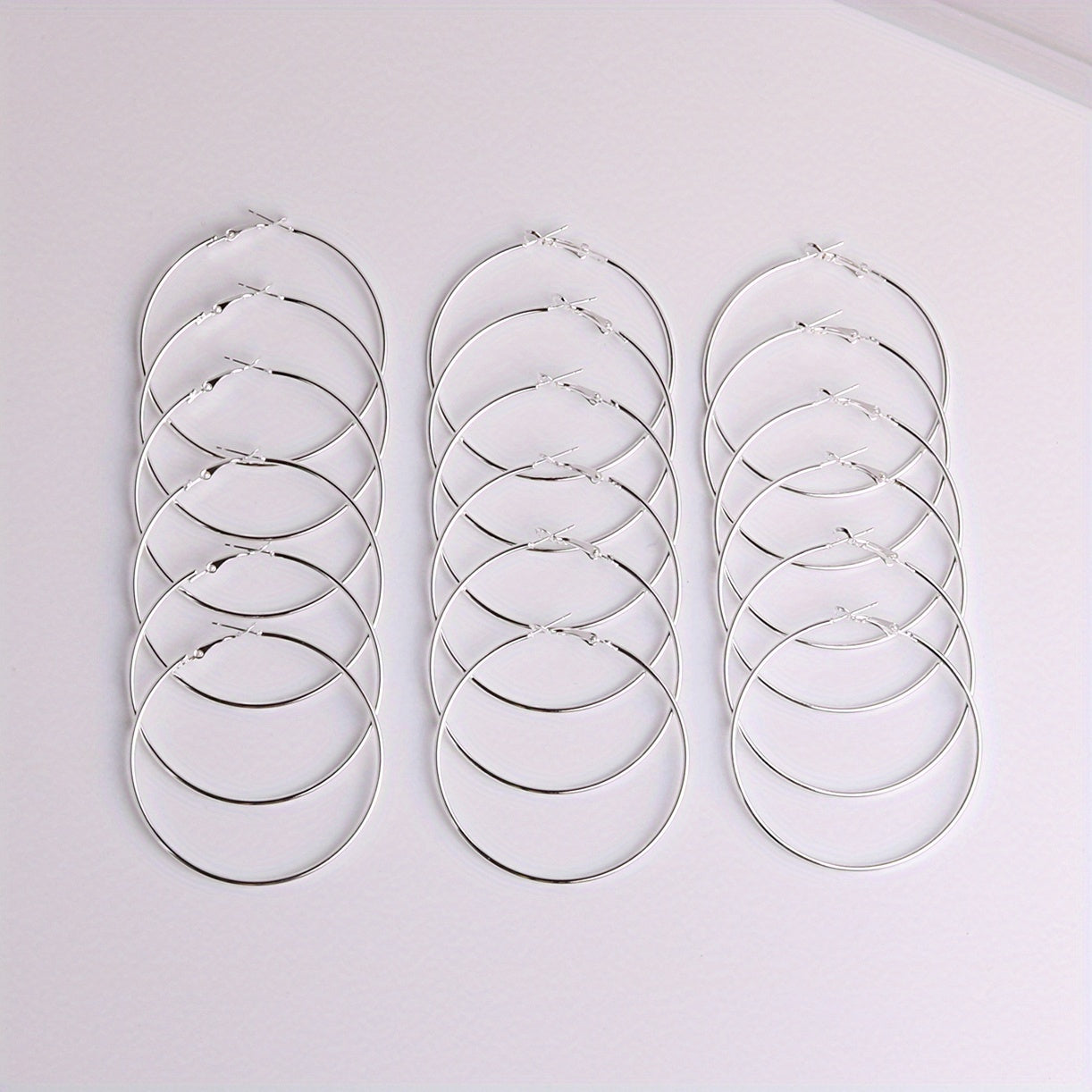 Exaggerated Metal Hoop Earrings Set for Girls