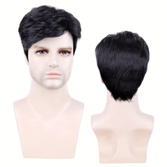 Men's Short Hair Wig Bifurcation Elastic Inner Mesh Christmas Daily Wear