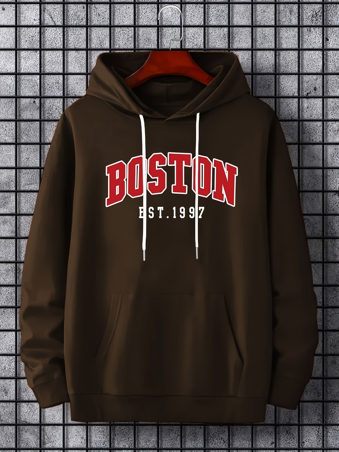 BOSTON Print Hoodies For Men Graphic Hoodie With Kangaroo Pocket