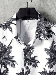 Men's Hawaiian Shirt Coconut Tree Print Short Sleeve Button Up
