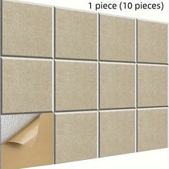 10pcs Adhesive Soundproof Panel 29x29x1.02cm High Density Wall Stickers