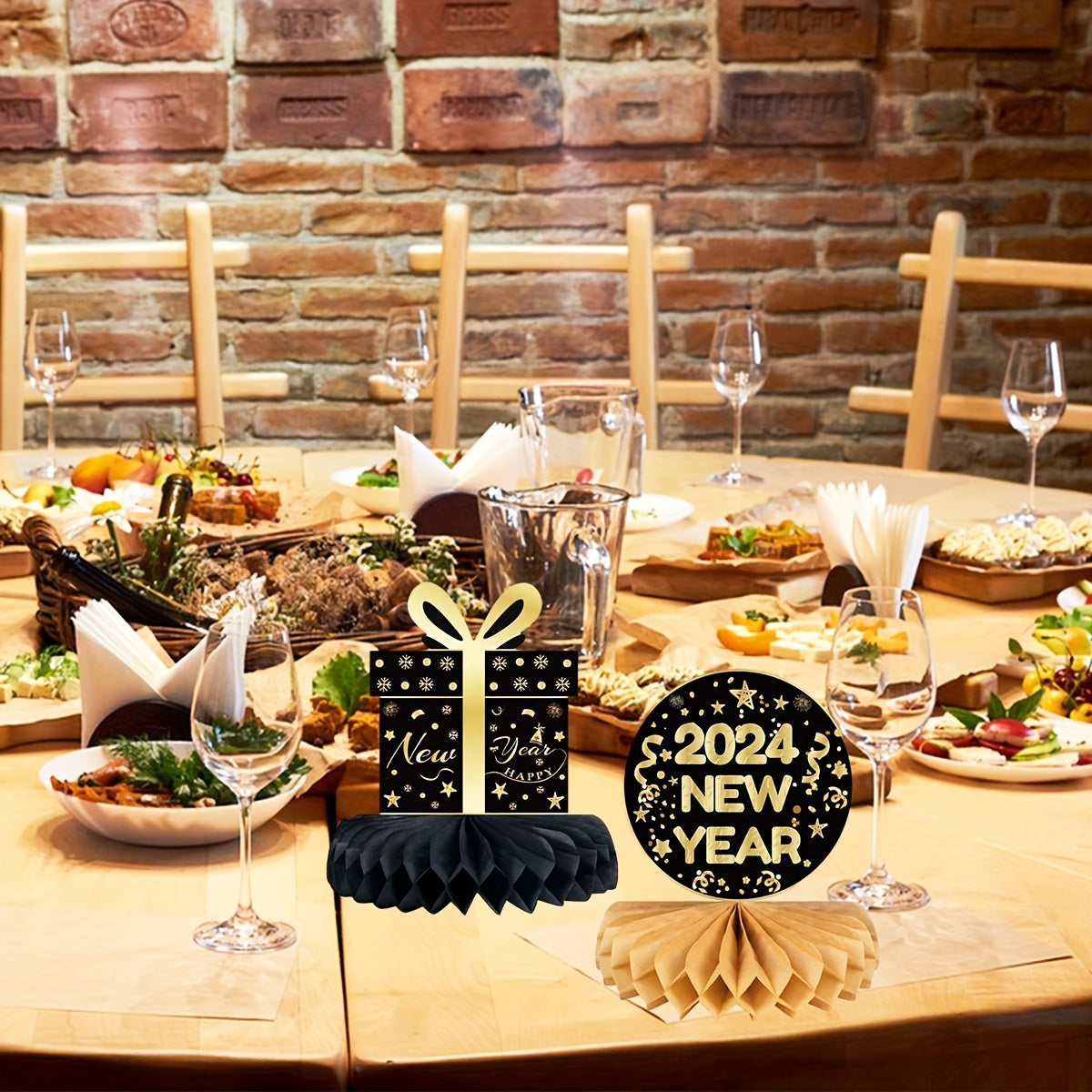 Golden Years Honeycomb Centerpiece Table Decoration - 9pcs