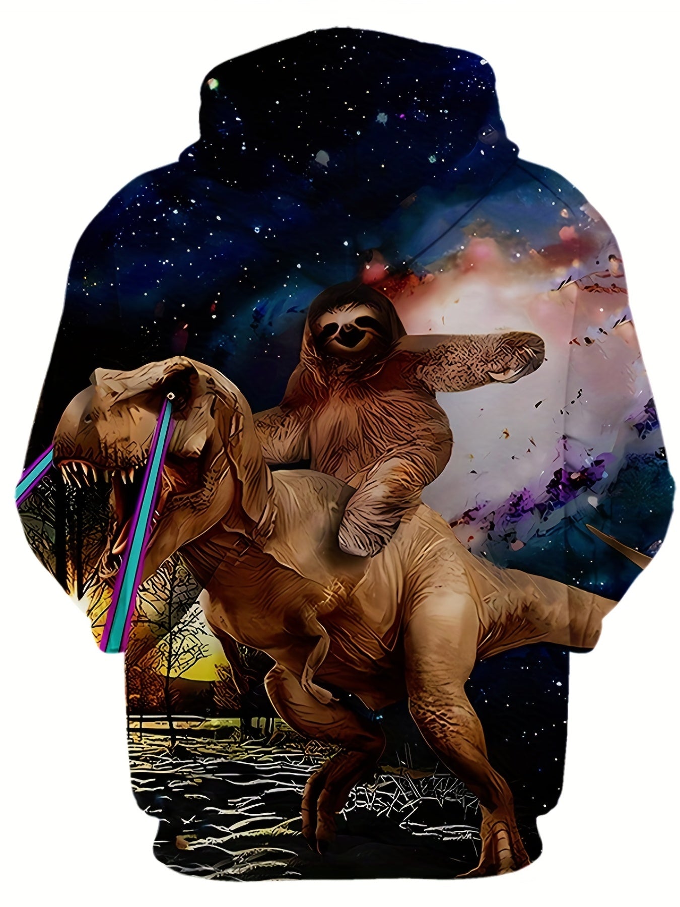 Funny Sloth And Dinosaur 3D Print Boys Hoodie