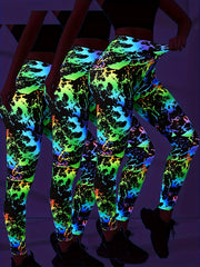 Fluorescent High Waist Leggings for Sports & Yoga